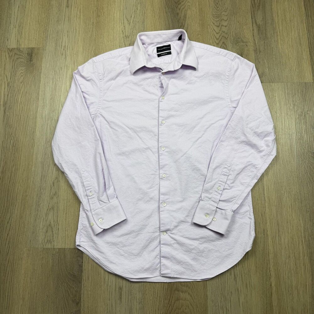 Emporio Armani Shirt Mens 16 Purple Modern Fit Long Sleeve Button Dress Shirt
